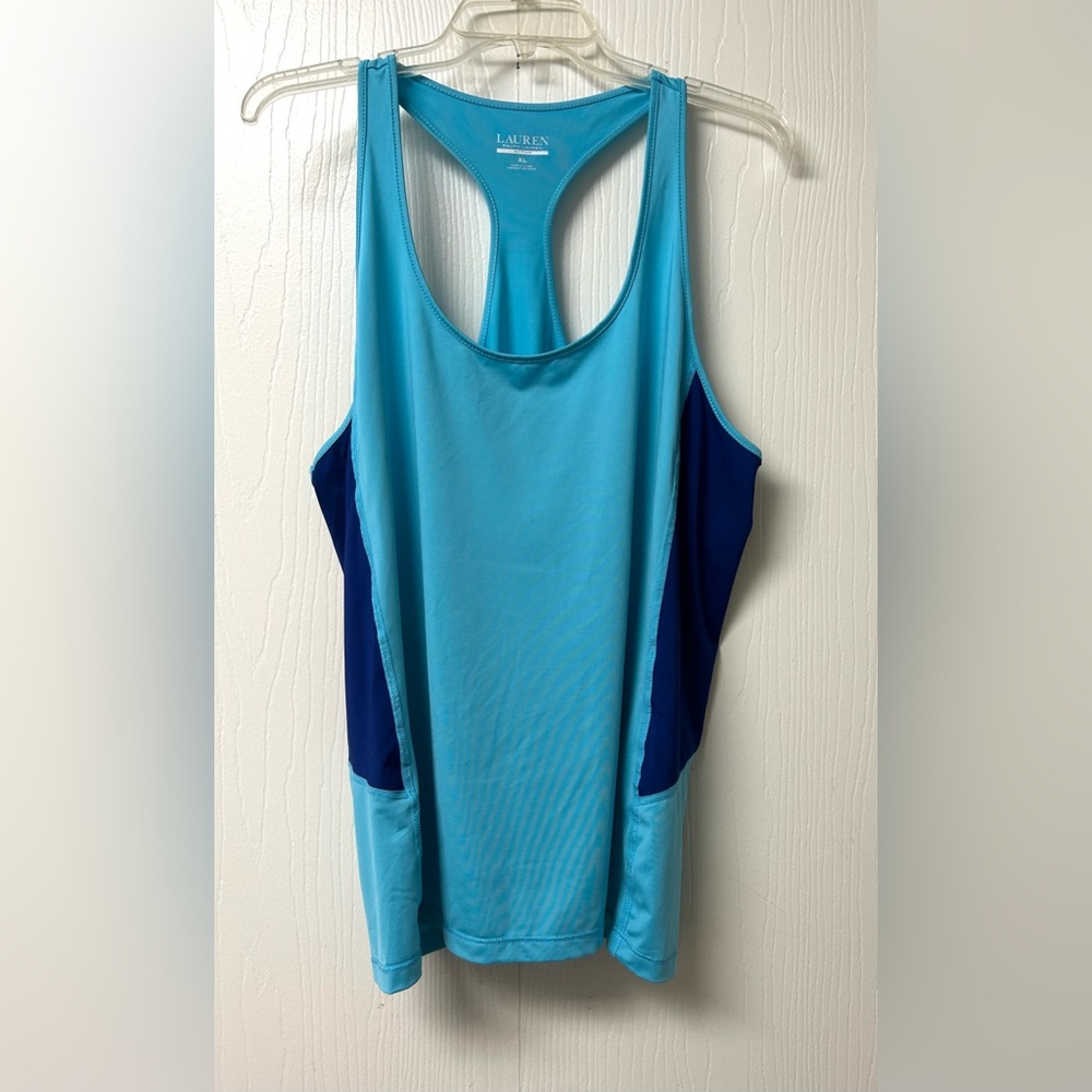 Ralph Lauren Women's Two-Tone Blue Workout Top